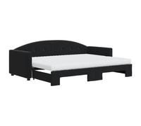 Lit de jour avec lit gigogne et matelas noir 80x200 cm velours