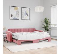 vidaXL Lit de jour avec lit gigogne et matelas rose 80x200 cm velours