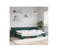 Lit de jour avec lit gigogne vert foncé 90x200 cm velours 3196693