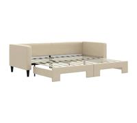 Lit de Jour avec lit gigogne vidaXL crème 80x200 cm Tissu, canapé-lit, lit d'appoint