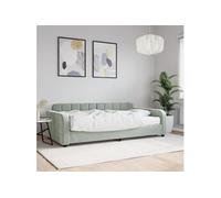 Lit de jour avec matelas gris clair 100x200 cm velours 3196912