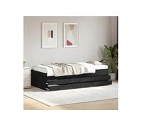 vidaXL Lit de jour - Canapé-lit avec tiroirs et rangement, noir 75x190 cm bois d'ingénierie