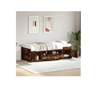 Lit de Jour avec Tiroirs, Canapé-lit, Lit de Repos, Meuble de Salon Chambre à Coucher, Moderne, Chêne Fumé 90x200 cm Bois d'Ingénierie