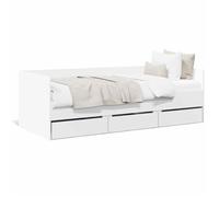 Lit de Jour avec Tiroirs sans matelas 1 place Blanc 90x200 cm en bois avec 3 tiroirs intégrés et sommier à lattes inclus 474909