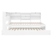 Lit de jour - Canapé-lit - Lit escamotable - Tête de lit avec espace de rangement - 140 x 200 cm - Blanc - Sans matelas