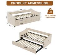 Lit de jour convertible en canapé-lit - 90 x 200 cm - Rembourré - Lit d'appoint - Pour 2 personnes - Avec espace de rangement - Beige
