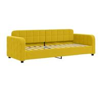 Lit de jour Jaune 80 x 200 cm - Canapé-lit 2 en 1 avec revêtement en velours doux, structure en bois massif et métal, lattes en aggloméré incluses, idéal pour chambre ou salon