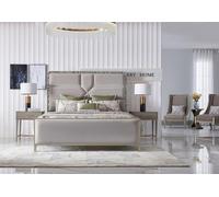 Lit de luxe chambre à coucher meubles 2x table de nuit ensemble lits dubai hotel 3pcs complet