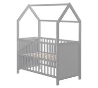 roba Lit Bébé Cabane Évolutif 60x120 - Lit Cododo Convertible en Canapé - Réglable en Hauteur - Taupe