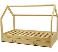 Lit de maison scandinave 160x80cm + tiroir en bois