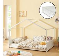 Lit de maison 'Simo' avec matelas 140x200cm pin blanc