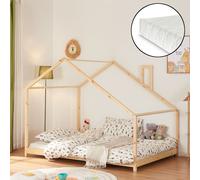 Lit de maison 'Siuntio' avec matelas 140x200cm pin naturel