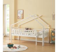 Lit de maison 'Sotkamo' 90x200cm avec protection antichute pin blanc