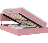 Lit de Rangement avec matelas Rose 140 x 190 cm Velours