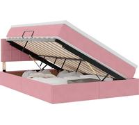 Lit de Rangement avec matelas Rose 140 x 190 cm Velours