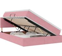 Lit de Rangement avec matelas Rose 140 x 190 cm Velours
