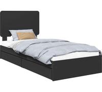 Lit de Rangement avec tiroir Noir 90 x 190 cm Bois d'ingénierie