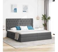 Lit de rangement moderne - vidaXL - Gris foncé - 200x200 cm - Polyester - Levage hydraulique - Rangement spacieux
