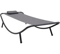 Lit de relaxation avec coussins, idéal pour l'extérieur, type transat de jardin, hamac, transat, fauteuil de détente, couleur gris, dimensions 200x90 cm, structure en acier