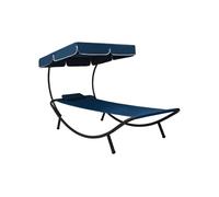Lit de repos d extérieur avec auvent et oreiller bleu