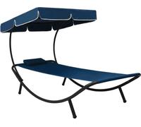 Lit de repos d'extérieur avec auvent et oreiller bleu