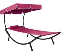 Lit de repos d'extérieur avec auvent et oreiller rose