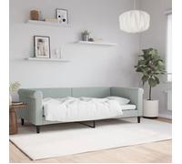Lit de repos sans matelas - 1 place - vidaXL - velours - gris clair - 90 x 190 cm@wfh44g