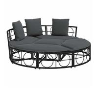 Lit de salon d'extérieur pour terrasse - CLARENCE® - Bain de Soleil simple - sans auvent noir résine tressée 80456