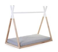 CHILDHOME Lit de jeu Tipi 70x140 cm bois naturel et blanc B140TIPI