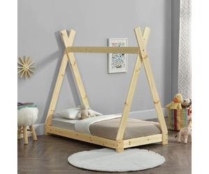 Lit de Tipi pour Enfant Onejda Bois Naturel 140 x 70 cm [en.casa]