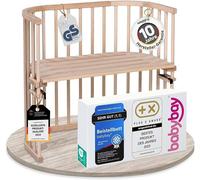 Lit de transition en bois de hêtre massif / compact et transformable / Lit pour enfants avec hauteur réglable par paliers et respectueux de l'environnement / Lit bébé évolutif (naturel, non traité)