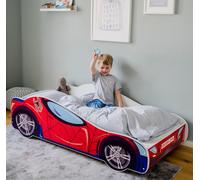 Lit de voiture Lit d'enfant Lit d'adolescent 70x140 | 80x160 avec protection contre les chutes Matelas en option | Lit de jeu pour enfant Rennfahrer 140x70 cm