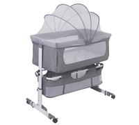 Lit de voyage 3 en 1 pour bébés, lit d'appoint, berceau pour bébé, lit pour bébé, bascule pour bébé, 6 hauteur réglables, balançoire pour dormir, pour nourrissons/animaux de compagnie GRIS