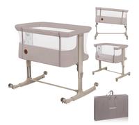 Lionelo Aurora 3in1 - Lit d'appoint, berceau, lit autonome - avec matelas, avec couffin, hauteur réglable en continu-jusqu'à 9 kg-Cappucino