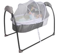 Lit de voyage pour bébé - Berceau électrique - Moustiquaire - Musique et télécommande - 0 à 12 mois - Structure en métal - Gris clair
