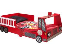 Lit d'enfant (70x140cm) pompiers - avec éclairage LED - rouge