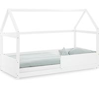 Lit D'Enfant 90x200 cm Lit Cabane Montessori avec Barriere Lit Montessori Bébé Lit Maison