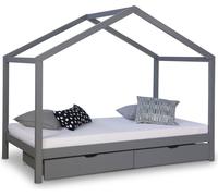 Lit D'Enfant 90x200 Lit Maison Lit Cabane Lit Montessori Lit Bois Gris Tiroir