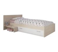 Lit d'enfant avec 1 tiroir - 90 x 190 cm - Naturel & Blanc - IPLIA