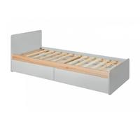Lit d'enfant avec espace de rangement RENI - 90x200, gris perle / chêne artisanal