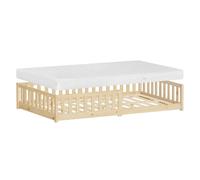 Lit d'enfant avec matelas Lit simple Sommier à lattes Antichute 120 x 200 cm Nat