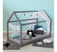 lit d'enfant avec matelas maison de jeu lit en bois gris 90 x 200 cm