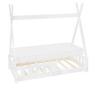 ML-Design Lit Enfant Tipi 70x140 cm Blanc avec Matelas à Mousse Froide Polyester, Housse