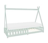 Lit d'enfant avec protection contre les chutes et sommier à lattes 90x200 cm Menthe en pin ML-Design