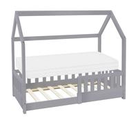 ML-Design Lit cabane enfant 70x140 cm Gris clair, Matelas & Protection contre la chute, pin massif