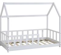 Lit d'enfant avec toit en bois "Charlotte" - Blanc - 80 x 160 cm