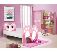 Lit d'enfant « Bear » 70 x 140 cm, lit simple, blanc, motif au choix