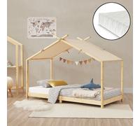 Lit d'enfant 'Brome' Lit d'intérieur avec matelas 90 x 200 cm Couleurs naturelles