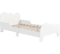 Lit d'enfant - Cadre de lit - Motif nuage - Avec protection contre la chute - MDF - Dimensions 143,5×74,5×56 cm - A partir de 3 ans - Blanc