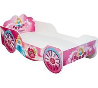 Lit d'enfant carrosse lit de fille 80x160 cm avec protection contre les chutes | Princesse Enfant lit de jeu 160x80 cm lit de jeu lit d'adolescent lit simple fille
